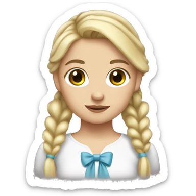 blonde girl with pony tail and a bow holding it sticker