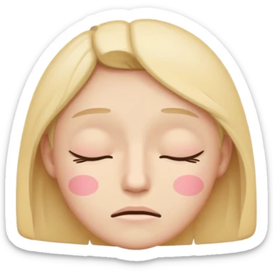 minimal flat emoji of a fatigued face,
half-closed eyes,
slightly uneven eyelids,
low-energy expression,
cool pastel muted tones,
modern mental health app style,
transparent background,
vector illustration sticker