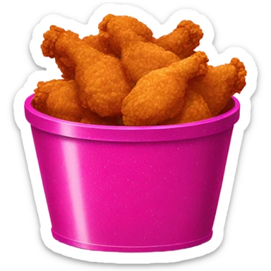 Hot pink glittery bucket of fried  chicken  sticker