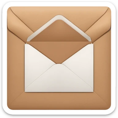 blank greeting card open with brown envelope next to it sticker