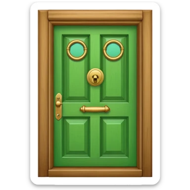 A simple green door emoji in the style of Apple emoji with a handle, a window, and a knocker. sticker