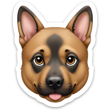 German shepherd/pit bull mixed dog with ears down and a white tip on his black tail sticker