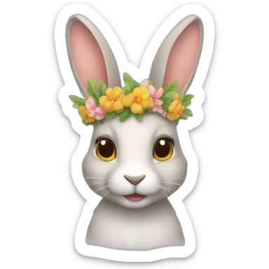 Rabbit with flower crown sticker