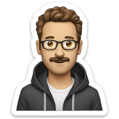 it nerd hoodie receding hairline and mustache and beard brown hair sticker