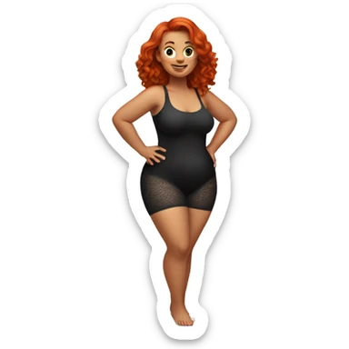 Curvy redhead in tights beach body pose sfw sticker