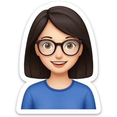 an aesthetic happy girl with dark brunette hair and glasses  sticker