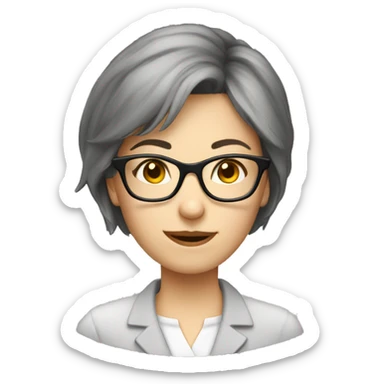 teacher female short hair glasses pale sticker
