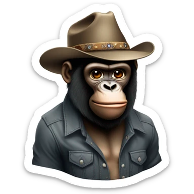 Gorilla tag monkey with cowboy hat  sticker