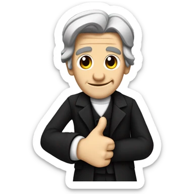 Ralph Waldo Emerson with thumbs up with a little frown and black clothes sticker