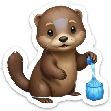 an otter picking up trash sticker