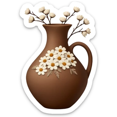 Brown vase with white dried flowers sticker