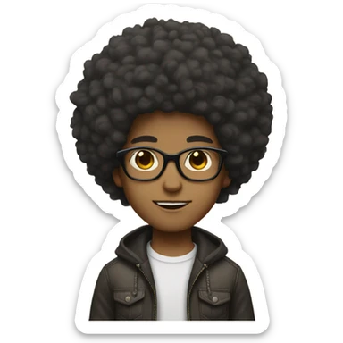 Light skin boy with Afro and glasses  sticker