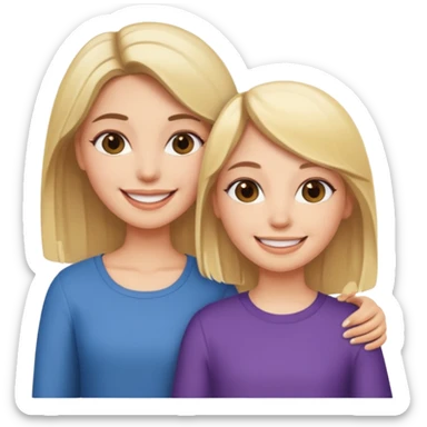 a brunette girl and a blonde girl smiling friends sticker