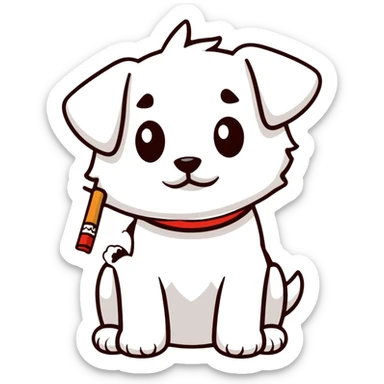 Cute puppy with a cig  sticker