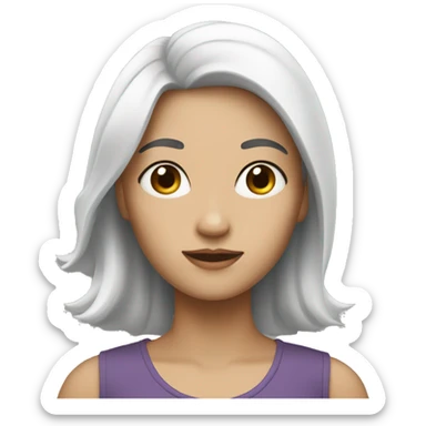 Woman who has half black hair and half White hair  sticker