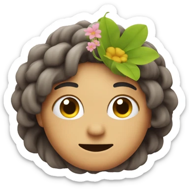 flower on the meh emoji head sticker