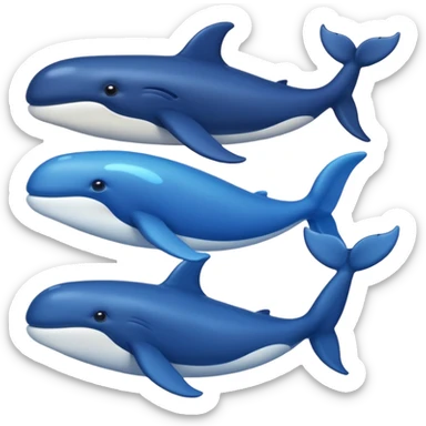 Draw a marine theme with whales for atmospheric and aesthetic stickers. Various shades of blue and a slight glow sticker