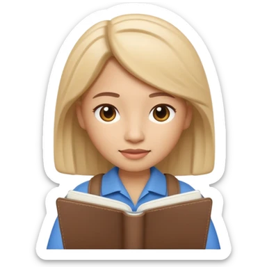 Apple Memoji-style 3D emoji of a calm counselor character with a notebook, soft shading, rounded shapes, warm colors, no background.
 sticker