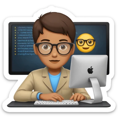 Generate a realistic emoji of something getting programmed by a logistic person sticker