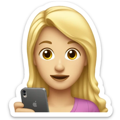 mujer rubia con smartphone sticker