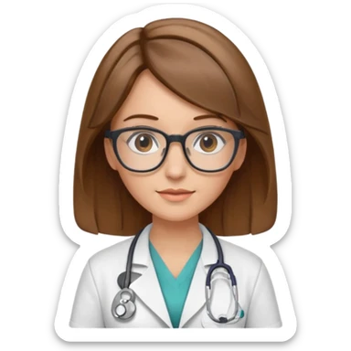 doctor woman with brown hair with blonde highlights, she has glasses sticker