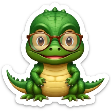 Cocodrilo bebé ,cafe,mirando hacia enfrente y con lentes de sol sticker