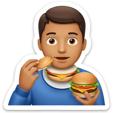 man eating hamburger  sticker