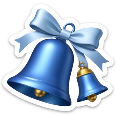 blue christmas bell with white ribbon sticker