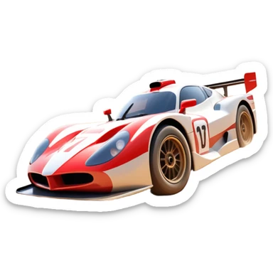 A high-speed racing car or motorcycle zooming down a track, leaving a trail of dust and excitement. The scene conveys energy and adrenaline, with blurred motion showing the speed and precision of motorsport, set against a dynamic racing track backdrop. sticker