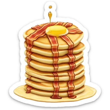 Pancakes with bacon and syrup sticker