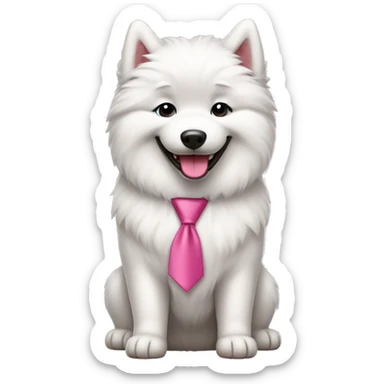 Happy Samoyed dog with pink row tie sticker