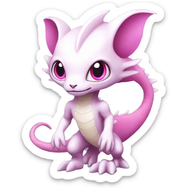 White, Chibi, White, Anthro-Sona-Lizard-Alien-Salazzle-Fakémon, with pink eyes, Full Body sticker