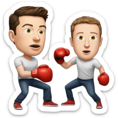 elon musk & mark zuckerberg boxing - elon musk knocked out on the floor with zuckerberg towering over him sticker