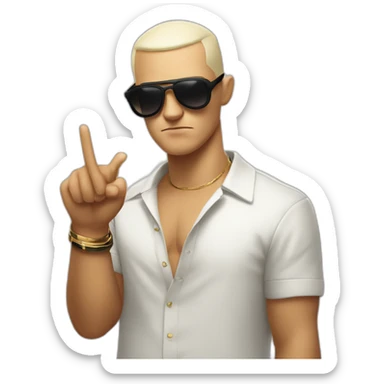 DJ Snake serious attitude showing a finger sticker