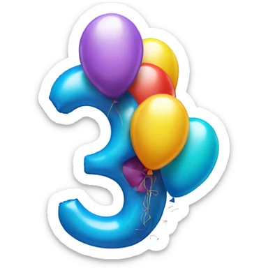 Birthday balloon shaped as number 6 sticker