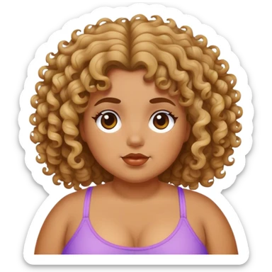 chunky tan short girl with curly beach hair in san diego  sticker