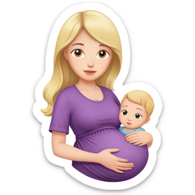 woman in second trimester of pregnancy with baby bump sticker