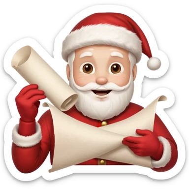 drunk santa holding up a white unfurled scroll with nothin on it sticker