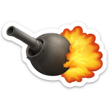 cannon ball on fire flying through the air sticker