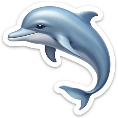Cinematic Noble Dolphin Portrait Emoji, Poised and graceful, with a sleek, streamlined body of smooth, silvery-blue skin and a gentle, arched dorsal fin, deep, soulful eyes exuding intelligence, Simplified yet sharp and sophisticated features, highly detailed, glowing with a soft, aquatic luminescence, high shine, intelligent and elegant, stylized with an air of oceanic majesty, focused and fluid, soft glowing outline, capturing the essence of a watchful and confident marine guardian that seems ready to leap out of the screen with effortless authority! sticker