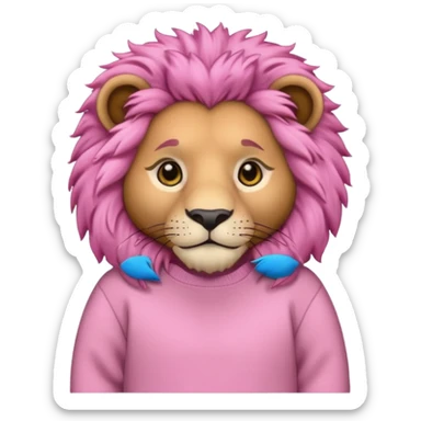 lion wearing pink jumper sticker
