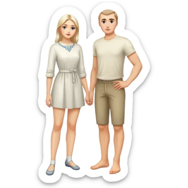 russian men and woman photorealistic standing on feet sticker