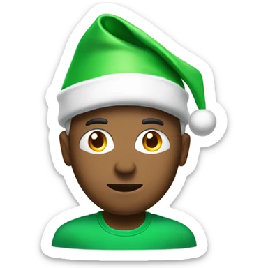 gazing male in green shirt with santa hat sticker