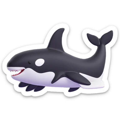 Make the orca's Nike sneakers clearly black and white, keep the rest unchanged, 3D emoji style, with no background. sticker