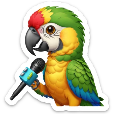 Parrot speaking into mic sticker