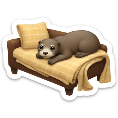 otter being sick and lying on the sofa under a blanket sticker