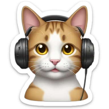 cat wearing headphones sticker