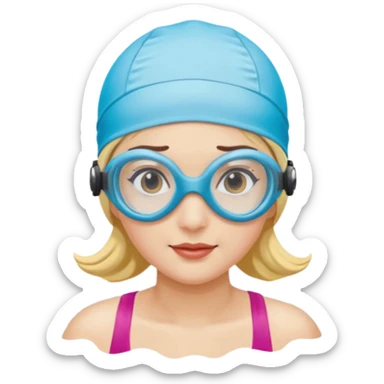 woman swim cap goggles sticker