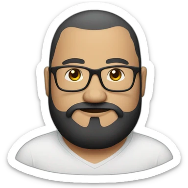 fat and bald guy with glasses and black beard sticker
