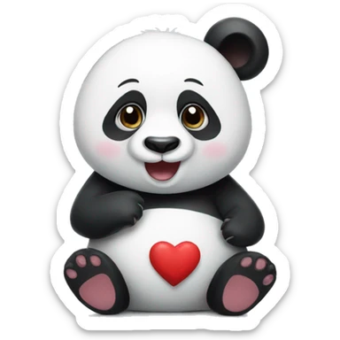 panda with hearts sticker